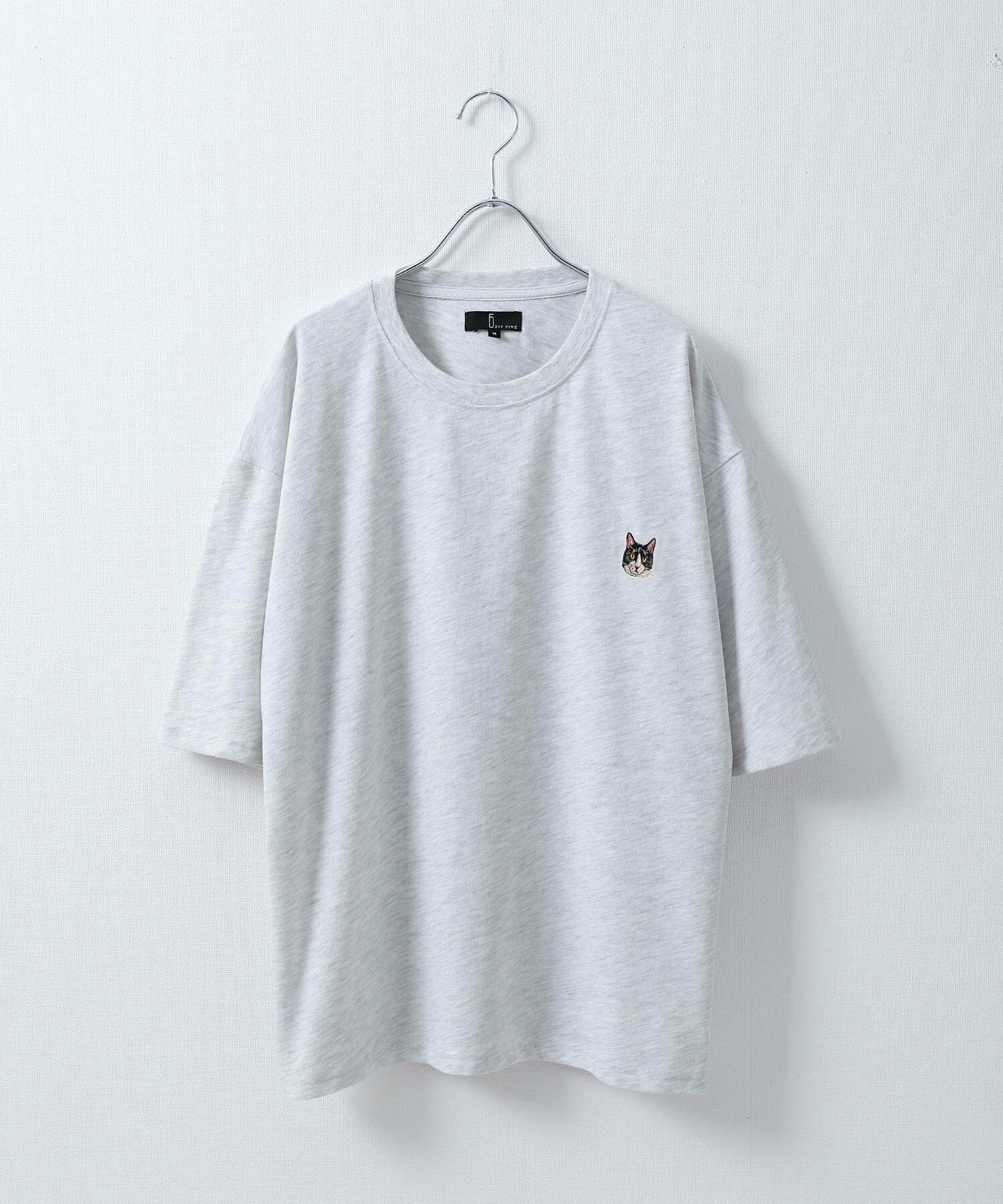 動物ワンポイント刺繍半袖Tシャツ